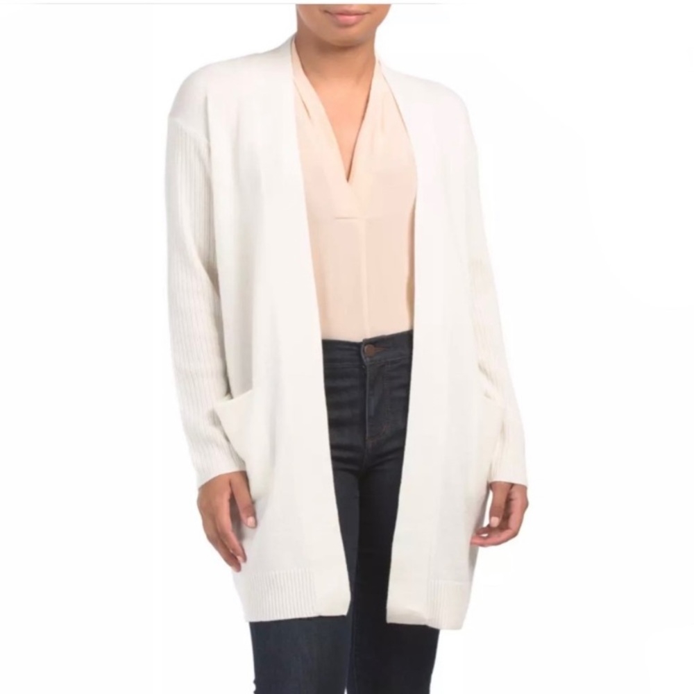 NWOT Theory Ribbed Sleeve Cardigan (100% Cashmere)